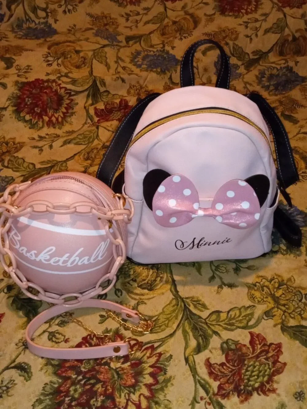 GIRLS BACK TO SCHOOL PINK DISNEY BACKPACK AND CROSSBODY BASKETBALL BAG